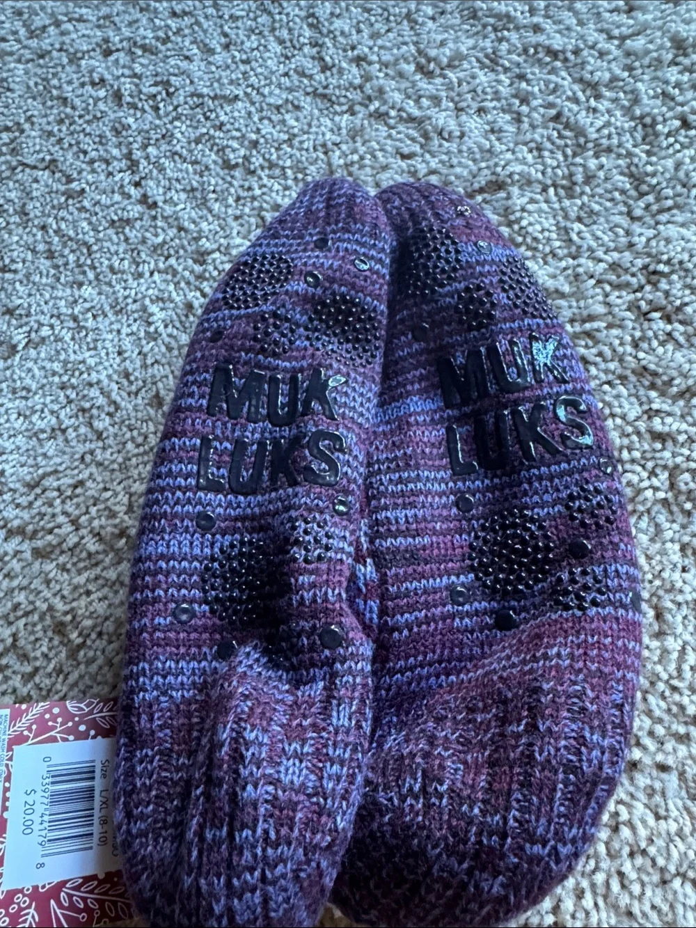Muk Luks Women’s Cabin Socks in Heathered Purple and Maroon
